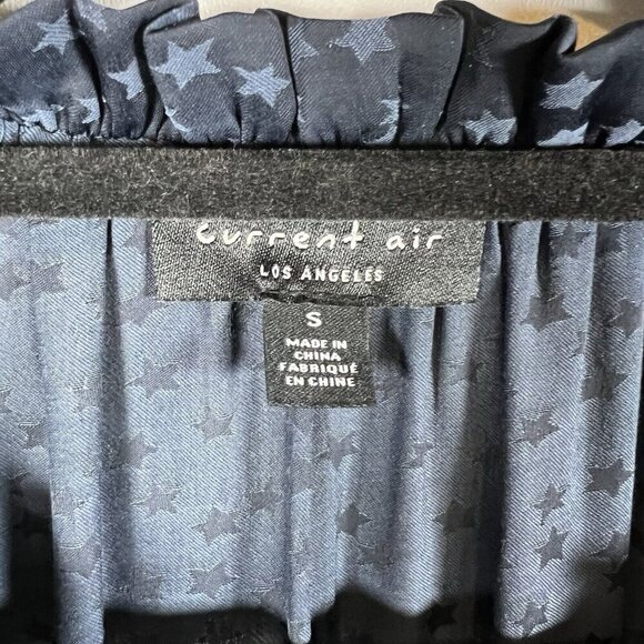 Current Air Anthropologie Blue Star Print Micro Pleat Tiered Dress Size Small - Picture 5 of 10